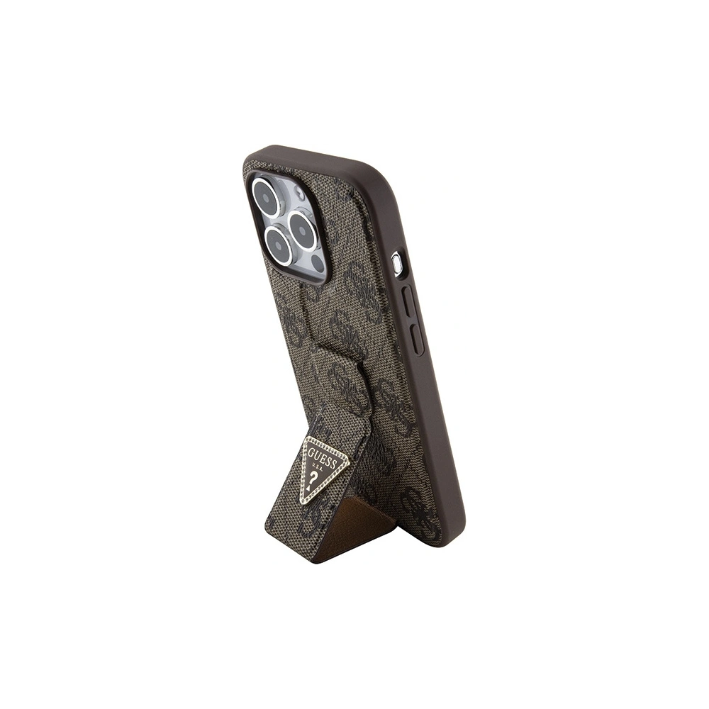 Etui Guess GUHCP15XPGS4TDW iPhone 15 Pro Max brązowy/brown hardcase Grip Stand 4G Triangle Strass