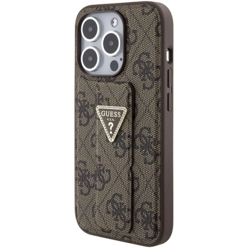 Buy Guess GUHCP15XPGS4TDW iPhone 15 Pro Max brązowy/brown hardcase Grip Stand 4G Triangle Strass - GUE3025 - {ean13} - Home Screen Store Europe