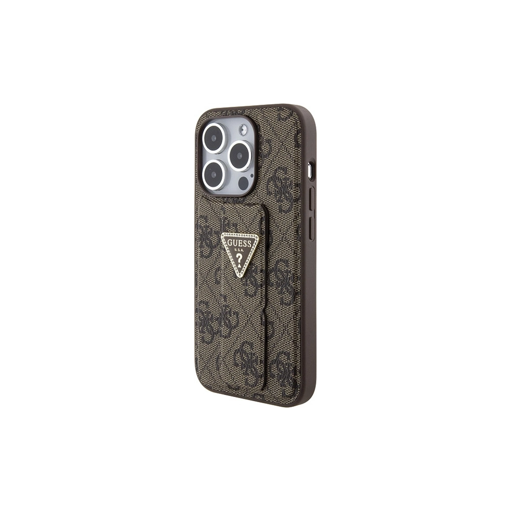 Etui Guess GUHCP15XPGS4TDW iPhone 15 Pro Max brązowy/brown hardcase Grip Stand 4G Triangle Strass