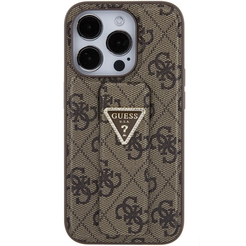 Buy Guess GUHCP15XPGS4TDW iPhone 15 Pro Max brązowy/brown hardcase Grip Stand 4G Triangle Strass - GUE3025 - {ean13} - Home Screen Store Europe