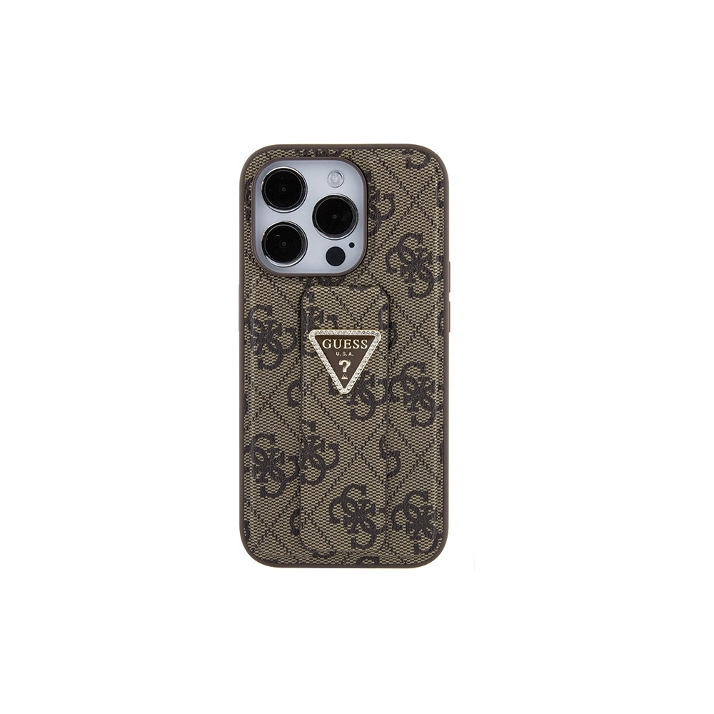 Etui Guess GUHCP15XPGS4TDW iPhone 15 Pro Max brązowy/brown hardcase Grip Stand 4G Triangle Strass
