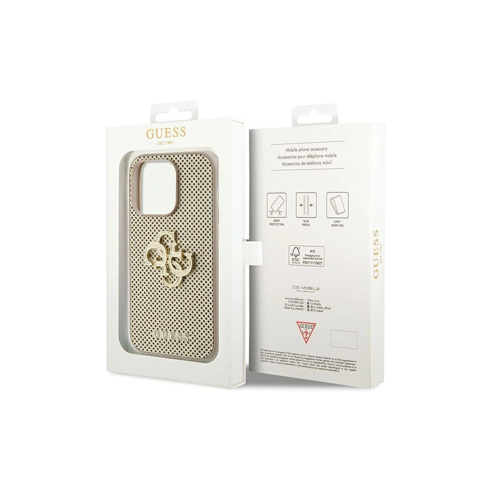Etui Guess GUHCP15XPSP4LGD iPhone 15 Pro Max złoty/gold hardcase Perforated 4G Glitter