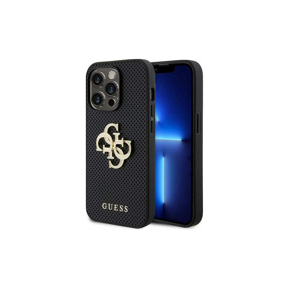 Etui Guess GUHCP15XPSP4LGK iPhone 15 Pro Max czarny/black hardcase Leather Perforated 4G Glitter Logo