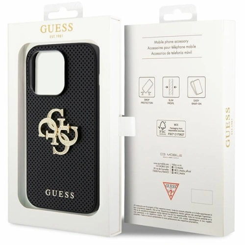Kup Etui Guess GUHCP15XPSP4LGK iPhone 15 Pro Max černé/black hardcase Kožené Perforované 4G Glitter Logo - GUE3028 - {ean13} - Sklep Home Screen