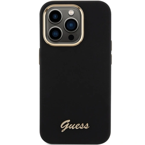 Kup Etui Guess GUHCP15XSMBSLK iPhone 15 Pro Max černý/black hardcase Silicone Script Metal Logo & Frame - GUE3029 - {ean13} - Sklep Home Screen