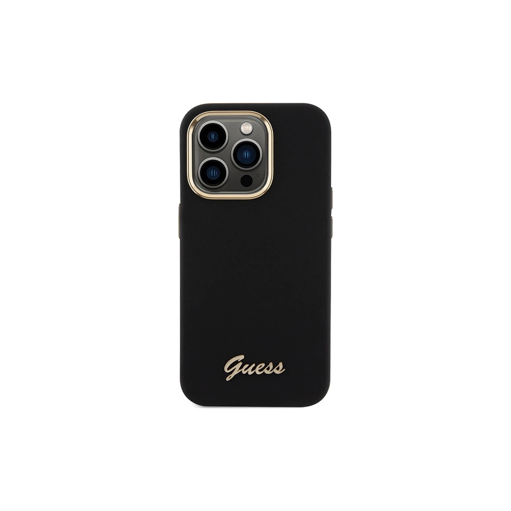 Etui Guess GUHCP15XSMBSLK iPhone 15 Pro Max czarny/black hardcase Silicone Script Metal Logo & Frame