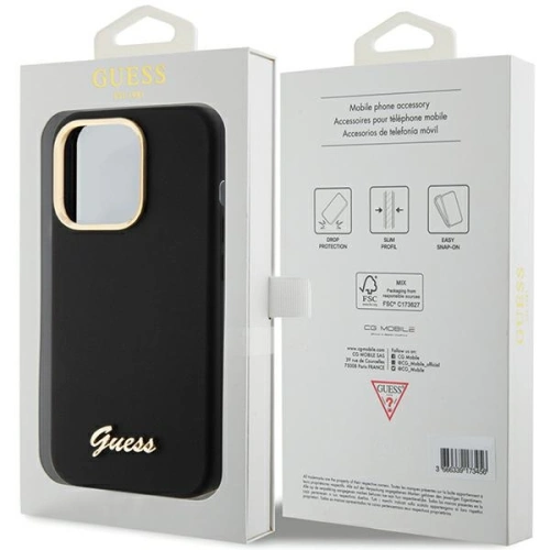 Kup Etui Guess GUHCP15XSMBSLK iPhone 15 Pro Max černý/black hardcase Silicone Script Metal Logo & Frame - GUE3029 - {ean13} - Sklep Home Screen