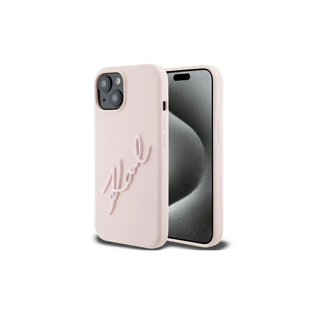 Etui Karl Lagerfeld KLHCP15SSKSBMCP iPhone 15 różowy/pink hardcase Silicone Etui Karl Script