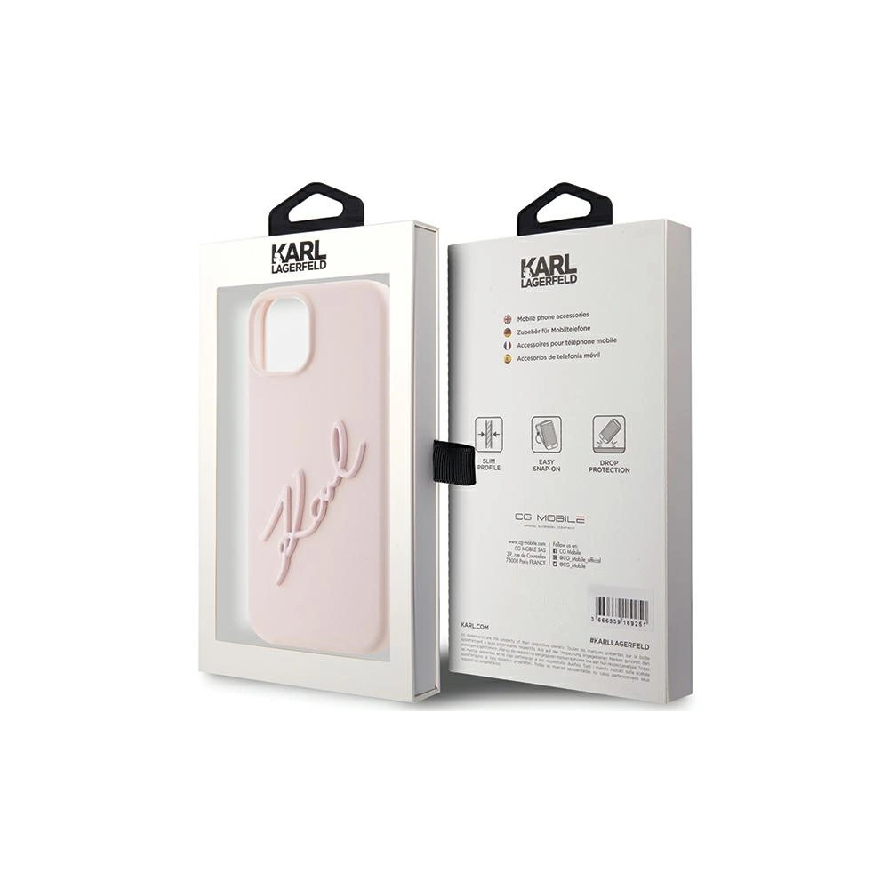 Etui Karl Lagerfeld KLHCP15SSKSBMCP iPhone 15 różowy/pink hardcase Silicone Etui Karl Script