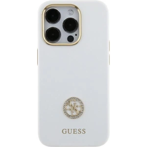 Etui Guess GUHCP15SM4DGPH Apple iPhone 15 hardcase Silicone Logo Strass 4G biały/white