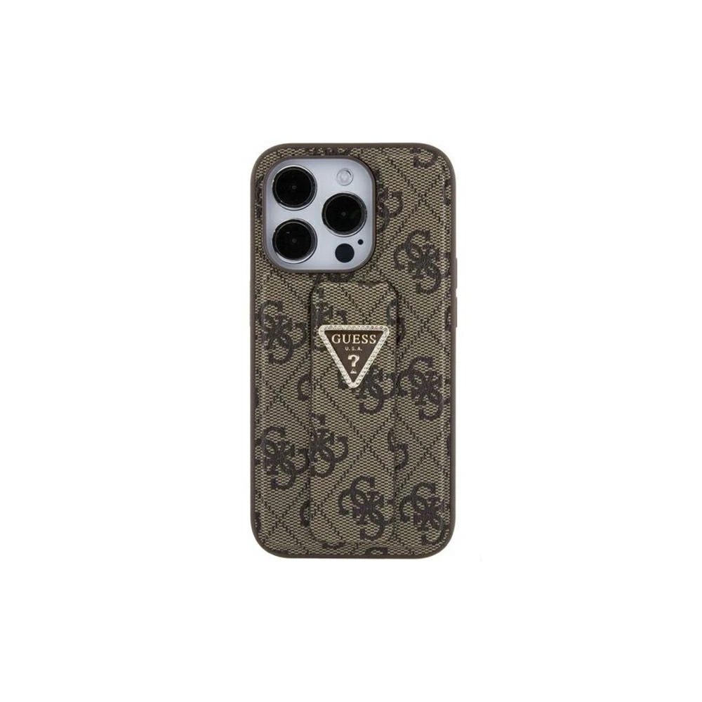 Etui Guess GUHCP15SPGS4TDW Apple iPhone 15 hardcase Grip Stand 4G Triangle Strass brązowy/brown