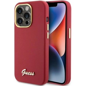 Buy Guess GUHCP15XSMBSLM Apple iPhone 15 Pro Max hardcase Silicone Script Metal Logo & Frame magenta - GUE3033 - {ean13} - Home Screen Store Europe