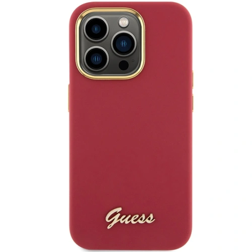 Buy Guess GUHCP15XSMBSLM Apple iPhone 15 Pro Max hardcase Silicone Script Metal Logo & Frame magenta - GUE3033 - {ean13} - Home Screen Store Europe