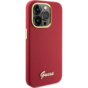 Buy Guess GUHCP15XSMBSLM Apple iPhone 15 Pro Max hardcase Silicone Script Metal Logo & Frame magenta - GUE3033 - {ean13} - Home Screen Store Europe