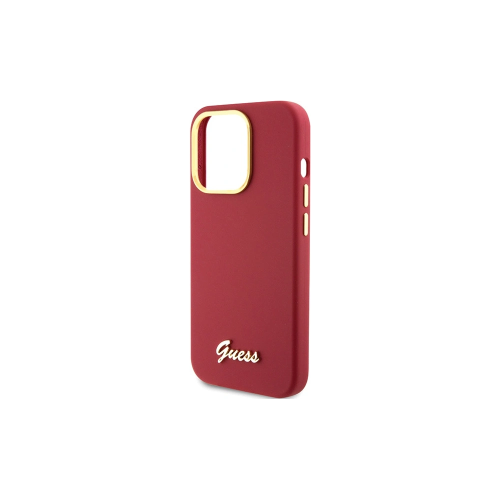 Etui Guess GUHCP15XSMBSLM Apple iPhone 15 Pro Max hardcase Silicone Script Metal Logo & Frame magenta