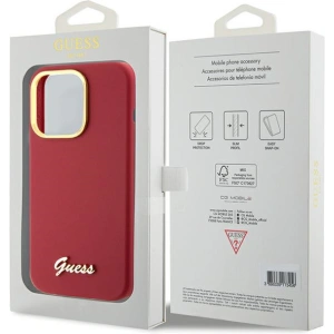 Buy Guess GUHCP15XSMBSLM Apple iPhone 15 Pro Max hardcase Silicone Script Metal Logo & Frame magenta - GUE3033 - {ean13} - Home Screen Store Europe