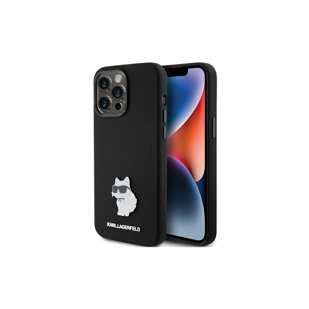 Etui Karl Lagerfeld KLHCP15LSMHCNPK Apple iPhone 15 Pro Silicone Choupette Metal Pin czarny/black