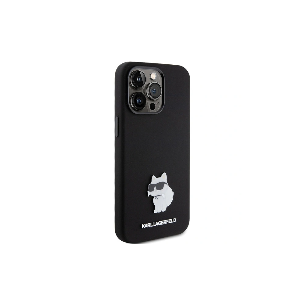 Etui Karl Lagerfeld KLHCP15LSMHCNPK Apple iPhone 15 Pro Silicone Choupette Metal Pin czarny/black