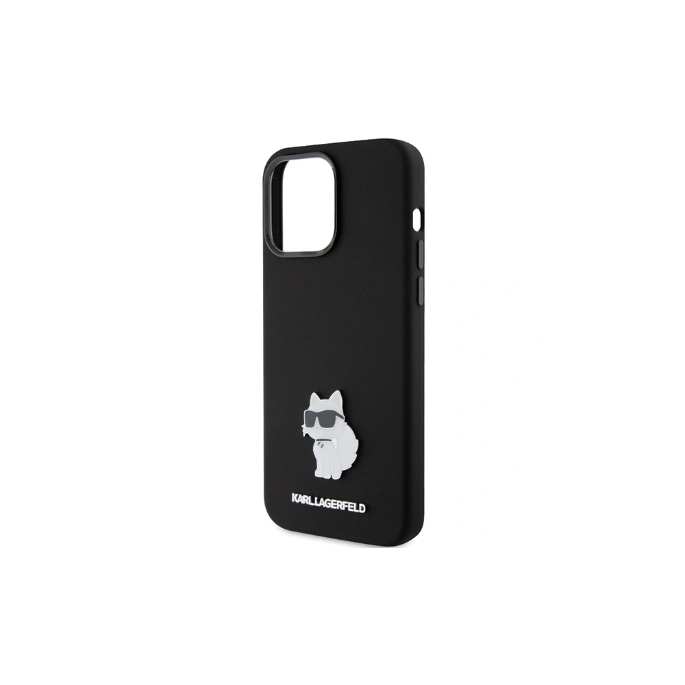 Etui Karl Lagerfeld KLHCP15LSMHCNPK Apple iPhone 15 Pro Silicone Choupette Metal Pin czarny/black