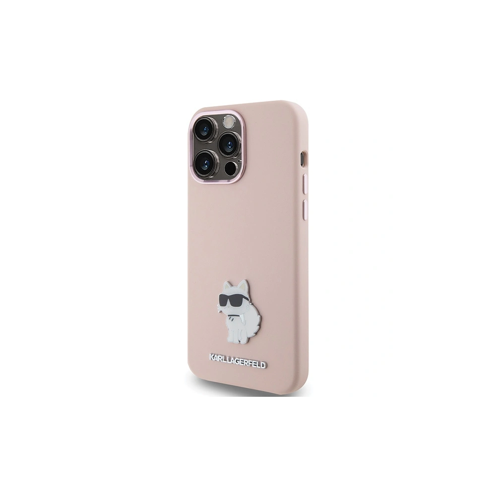 Etui Karl Lagerfeld KLHCP15LSMHCNPP Apple iPhone 15 Pro Silicone Choupette Metal Pin różowy/pink