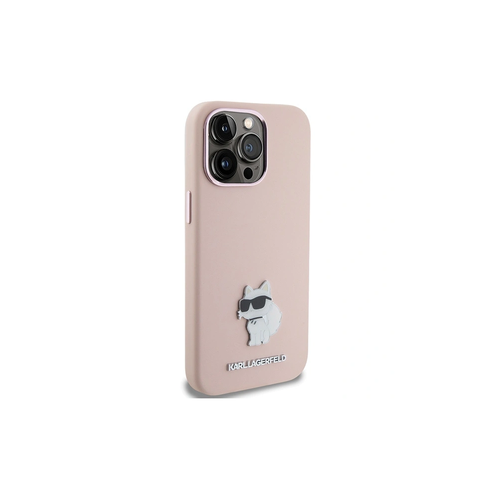 Etui Karl Lagerfeld KLHCP15LSMHCNPP Apple iPhone 15 Pro Silicone Choupette Metal Pin różowy/pink