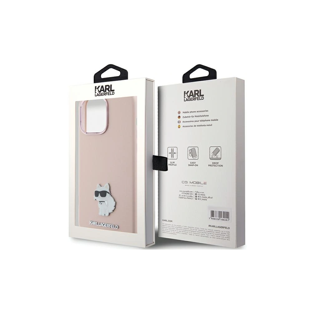 Etui Karl Lagerfeld KLHCP15LSMHCNPP Apple iPhone 15 Pro Silicone Choupette Metal Pin różowy/pink