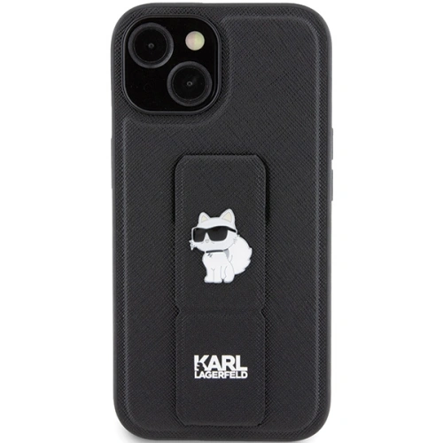 Kup Case Karl Lagerfeld KLHCP15MGSACHPK Apple iPhone 15 Plus / 14 Plus Hardcase Gripstand Saffiano Choupette Pins schwarz/black - KLD1808 - {ean13} - Sklep Home Screen