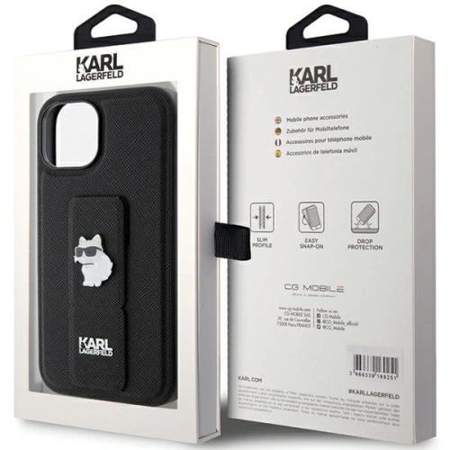 Kup Case Karl Lagerfeld KLHCP15MGSACHPK Apple iPhone 15 Plus / 14 Plus Hardcase Gripstand Saffiano Choupette Pins schwarz/black - KLD1808 - {ean13} - Sklep Home Screen