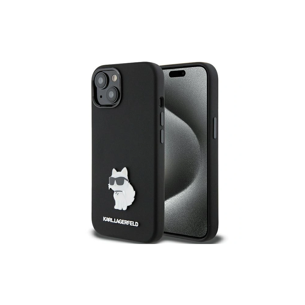 Etui Karl Lagerfeld KLHCP15SSMHCNPK Apple iPhone 15 Silicone Choupette Metal Pin czarny/black