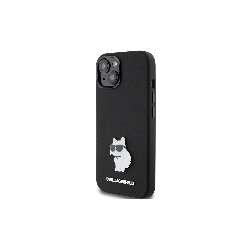 Etui Karl Lagerfeld KLHCP15SSMHCNPK Apple iPhone 15 Silicone Choupette Metal Pin czarny/black