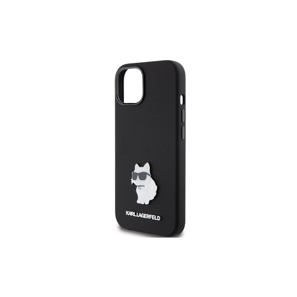 Etui Karl Lagerfeld KLHCP15SSMHCNPK Apple iPhone 15 Silicone Choupette Metal Pin czarny/black