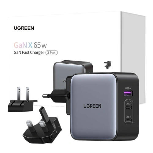 Kup UGREEN Nexode CD296 Netzladegerät EU/US/UK-Stecker, USB-A, 2xUSB-C, 65W - UGR1762 - {ean13} - Sklep Home Screen