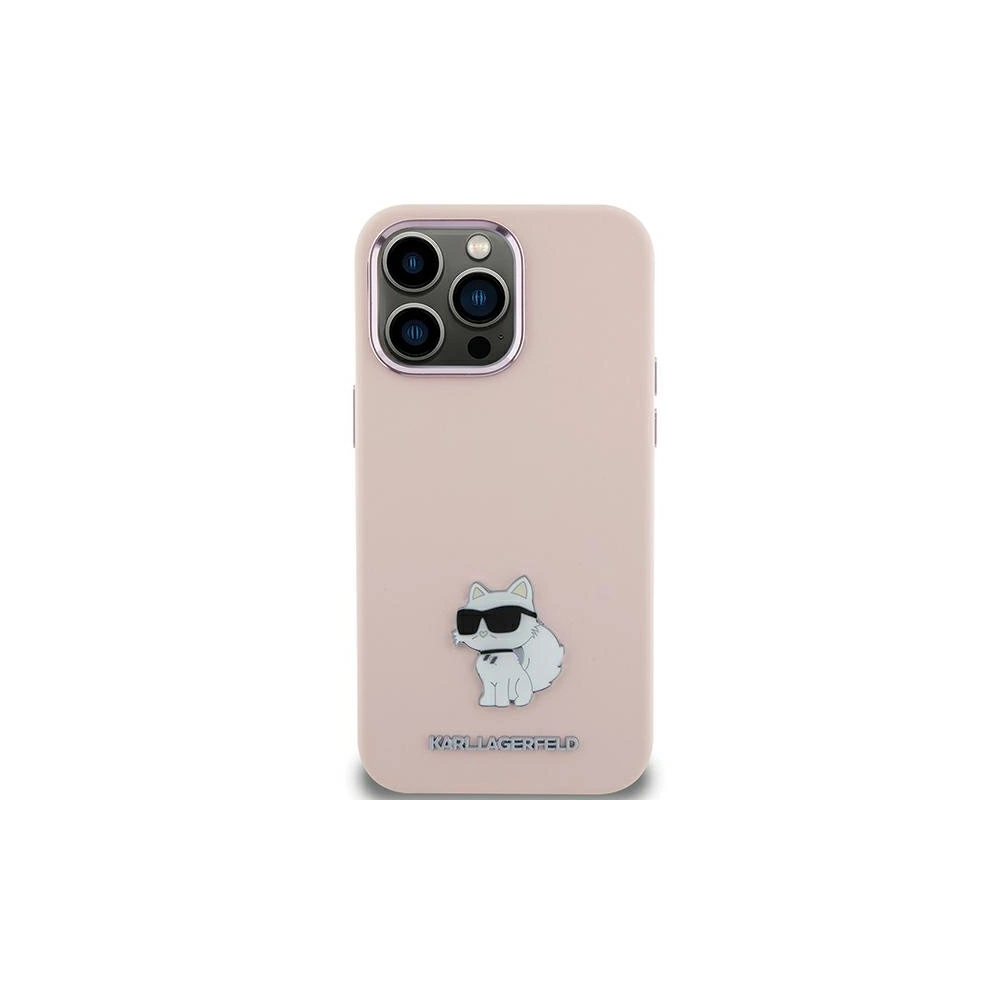 Etui Karl Lagerfeld KLHCP15SSMHCNPP Apple iPhone 15 Silicone Choupette Metal Pin różowy/pink