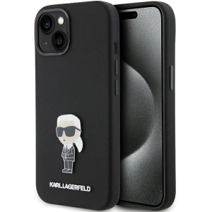 Etui Karl Lagerfeld KLHCP15SSMHKNPK Apple iPhone 15 Silicone Ikonik Metal Pin czarny/black