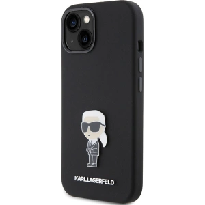 Etui Karl Lagerfeld KLHCP15SSMHKNPK Apple iPhone 15 Silicone Ikonik Metal Pin czarny/black