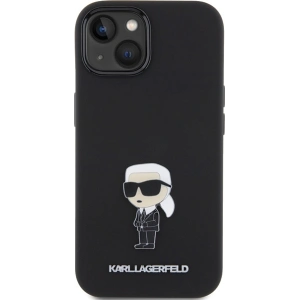 Etui Karl Lagerfeld KLHCP15SSMHKNPK Apple iPhone 15 Silicone Ikonik Metal Pin czarny/black