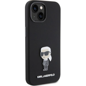 Etui Karl Lagerfeld KLHCP15SSMHKNPK Apple iPhone 15 Silicone Ikonik Metal Pin czarny/black