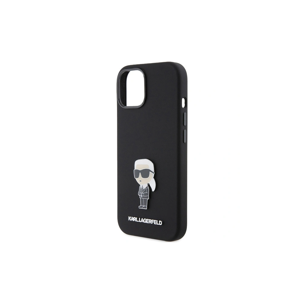 Etui Karl Lagerfeld KLHCP15SSMHKNPK Apple iPhone 15 Silicone Ikonik Metal Pin czarny/black