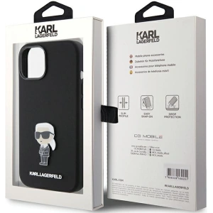Etui Karl Lagerfeld KLHCP15SSMHKNPK Apple iPhone 15 Silicone Ikonik Metal Pin czarny/black