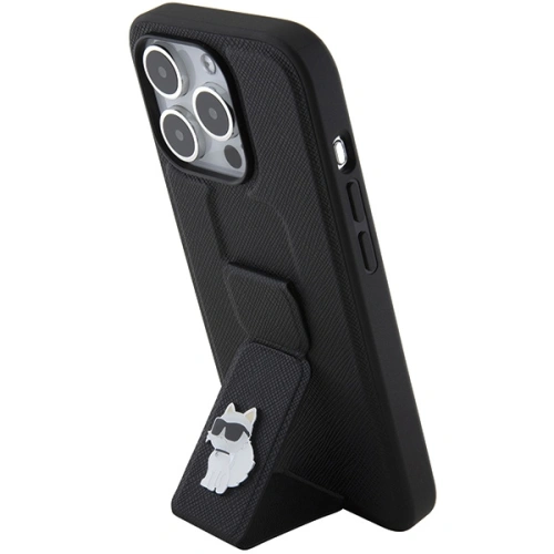 Buy Karl Lagerfeld KLHCP15XGSACHPK Apple iPhone 15 Pro Max hardcase Gripstand Saffiano Choupette Pins black - KLD1813 - {ean13} - Home Screen Store Europe