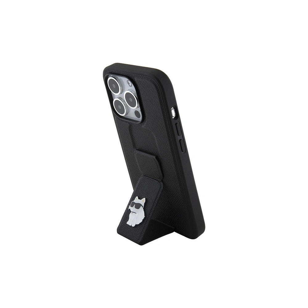 Etui Karl Lagerfeld KLHCP15XGSACHPK Apple iPhone 15 Pro Max hardcase Gripstand Saffiano Choupette Pins czarny/black