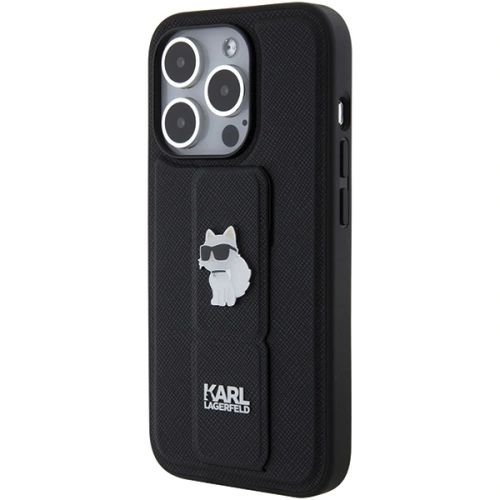 Buy Karl Lagerfeld KLHCP15XGSACHPK Apple iPhone 15 Pro Max hardcase Gripstand Saffiano Choupette Pins black - KLD1813 - {ean13} - Home Screen Store Europe