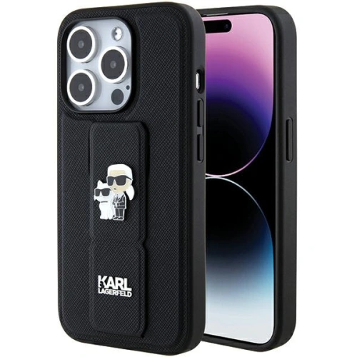 Kup Etui Karl Lagerfeld KLHCP15XGSAKCPK Apple iPhone 15 Pro Max hardcase Gripstand Saffiano Karl&Choupette Pins czarny/black - KLD1814 - {ean13} - Sklep Home Screen