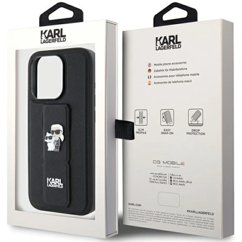 Kup Etui Karl Lagerfeld KLHCP15XGSAKCPK Apple iPhone 15 Pro Max hardcase Gripstand Saffiano Karl&Choupette Pins czarny/black - KLD1814 - {ean13} - Sklep Home Screen