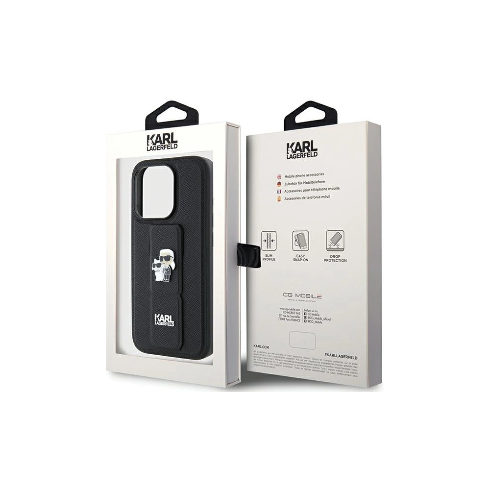 Etui Karl Lagerfeld KLHCP15XGSAKCPK Apple iPhone 15 Pro Max hardcase Gripstand Saffiano Karl&Choupette Pins czarny/black