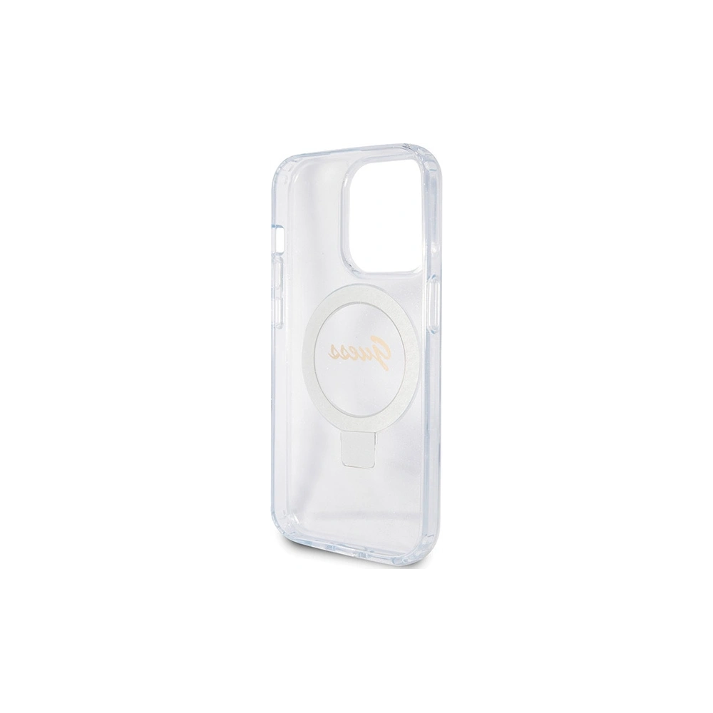 Etui Guess GUHMP15LHRSGSD Apple iPhone 15 Pro hardcase Ring Stand Script Glitter MagSafe przezroczysty/transparent