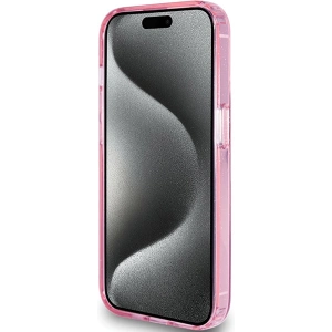 Etui Guess GUHMP15LHRSGSP Apple iPhone 15 Pro hardcase Ring Stand Script Glitter MagSafe różowy/pink