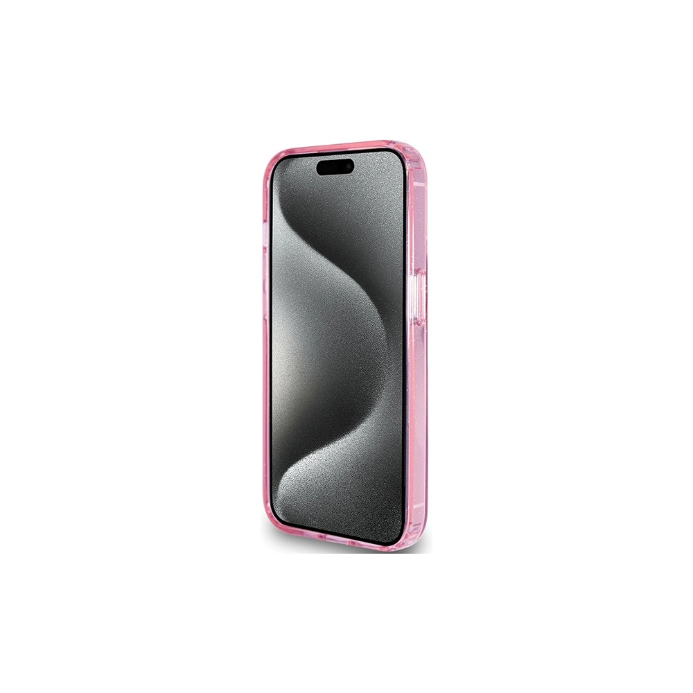 Etui Guess GUHMP15LHRSGSP Apple iPhone 15 Pro hardcase Ring Stand Script Glitter MagSafe różowy/pink