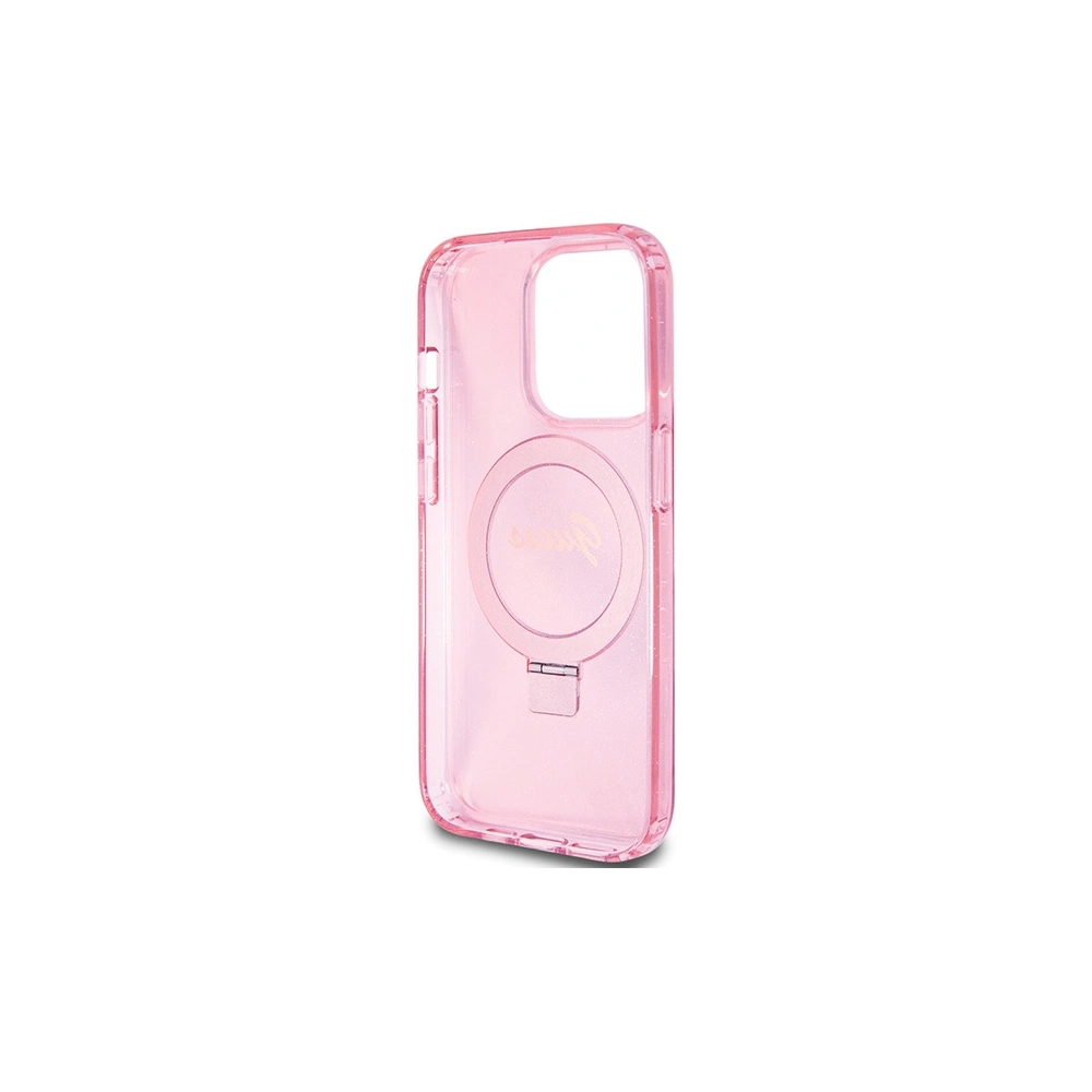 Etui Guess GUHMP15LHRSGSP Apple iPhone 15 Pro hardcase Ring Stand Script Glitter MagSafe różowy/pink