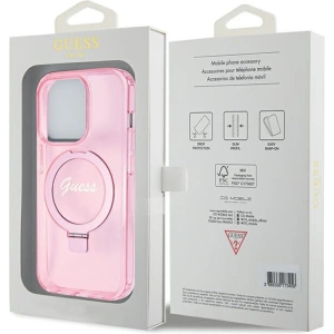 Etui Guess GUHMP15LHRSGSP Apple iPhone 15 Pro hardcase Ring Stand Script Glitter MagSafe różowy/pink